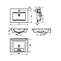 Умывальник мебельный "Quadro 60" Sanita Luxe в Кунгуре - kungur.mebel24.online | фото 4