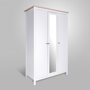 2.08.01.040.14 САГА шкаф 3 двери с зеркалом белый/ясень в Кунгуре - kungur.mebel24.online | фото