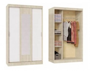 БАРИ Шкаф-купе с зеркалом (1300) Дуб Сонома/Белый в Кунгуре - kungur.mebel24.online | фото 1