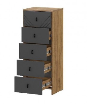 БАЙКАЛ Комод (5 ящиков) Графит/Дуб золотой в Кунгуре - kungur.mebel24.online | фото 2