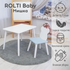Детский комплект стол и стул «Мишка» Rolti Baby  (голубая столешница/белое сиденье/белые ножки) в Кунгуре - kungur.mebel24.online | фото