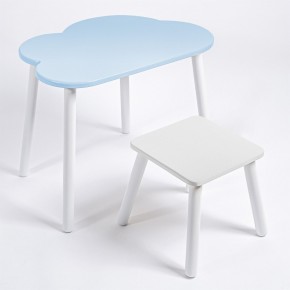 Детский комплект стол ОБЛАЧКО  и табурет Rolti Baby (голубая столешница/белое сиденье/белые ножки) в Кунгуре - kungur.mebel24.online | фото