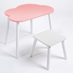 Детский комплект стол ОБЛАЧКО  и табурет Rolti Baby (розовая столешница/белое сиденье/белые ножки) в Кунгуре - kungur.mebel24.online | фото