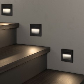 DK3050-BK Светильник встраиваемый в стену, IP 20, LED 3000, 1 Вт, черный пластик в Кунгуре - kungur.mebel24.online | фото 3
