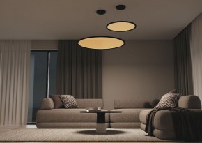DK6616-BK Подвесной горизонтальный светильник Veil со светодиодом H900 d600 220V 48W 3000-6000K IP20 черный алюминий в Кунгуре - kungur.mebel24.online | фото 5