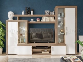 СТАС Гостиная (МДФ) Белый глянец/дуб сонома в Кунгуре - kungur.mebel24.online | фото 3
