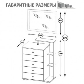 Камелия Комод + Зеркало, цвет белый, ШхГхВ 80х46,8х178 см., НЕ универсальная сборка в Кунгуре - kungur.mebel24.online | фото 6