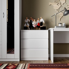 Комод КАСТОР с тремя ящиками, цвет белый в Кунгуре - kungur.mebel24.online | фото 3