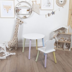 Комплект детский стол КРУГЛЫЙ и стул МИШКА ROLTI Baby (белая столешница/белое сиденье/цветные ножки) в Кунгуре - kungur.mebel24.online | фото
