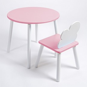 Комплект детский стол КРУГЛЫЙ и стул ОБЛАЧКО ROLTI Baby (розовая столешница/розовое сиденье/белые ножки) в Кунгуре - kungur.mebel24.online | фото