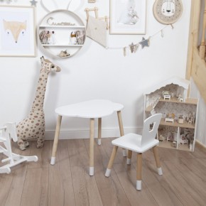Комплект детский стол ОБЛАЧКО и стул КОРОНА ROLTI Baby (белая столешница/белое сиденье/береза ножки) в Кунгуре - kungur.mebel24.online | фото 2