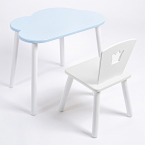 Комплект детский стол ОБЛАЧКО и стул КОРОНА ROLTI Baby (голубая  столешница/белое сиденье/белые ножки) в Кунгуре - kungur.mebel24.online | фото