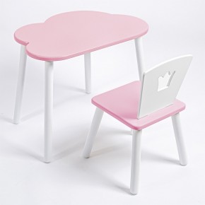 Комплект детский стол ОБЛАЧКО и стул КОРОНА ROLTI Baby (розовая столешница/розовое сиденье/белые ножки) в Кунгуре - kungur.mebel24.online | фото 1