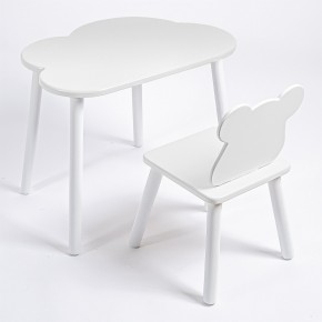 Комплект детский стол ОБЛАЧКО и стул МИШКА ROLTI Baby (белая столешница/белое сиденье/белые ножки) в Кунгуре - kungur.mebel24.online | фото