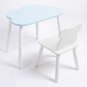 Комплект детский стол ОБЛАЧКО и стул МИШКА ROLTI Baby (голубая столешница/белое сиденье/белые ножки) в Кунгуре - kungur.mebel24.online | фото 1