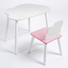 Комплект детский стол ОБЛАЧКО и стул ОБЛАЧКО ROLTI Baby (белая столешница/розовое сиденье/белые ножки) в Кунгуре - kungur.mebel24.online | фото