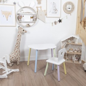 Комплект детский стол ОБЛАЧКО и стул ЗВЕЗДА ROLTI Baby (белая столешница/белое сиденье/цветные ножки) в Кунгуре - kungur.mebel24.online | фото