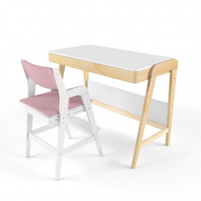 Комплект растущий стол и стул с чехлом 38 попугаев «Вуди» (Белый, Белый, Розовый) в Кунгуре - kungur.mebel24.online | фото