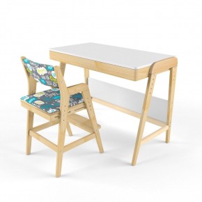 Комплект растущий стол и стул с чехлом 38 попугаев «Вуди» (Белый, Береза, Салют) в Кунгуре - kungur.mebel24.online | фото