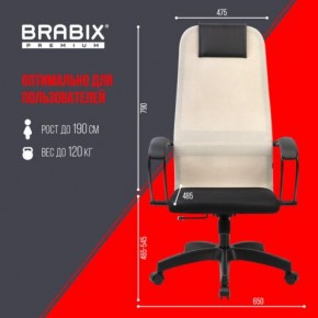 Кресло BRABIX PREMIUM "Ultimate EX-800" пластик, плотная двойная сетка Х2, черное/бежевое, 532916 в Кунгуре - kungur.mebel24.online | фото 6