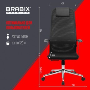 Кресло BRABIX PREMIUM "Ultimate EX-801" хром, плотная двойная сетка Х2, черное, 532917 в Кунгуре - kungur.mebel24.online | фото 7