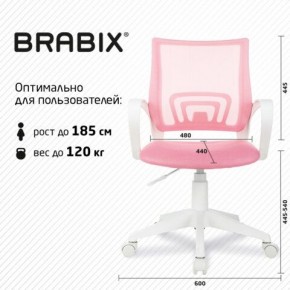 Кресло BRABIX "Fly MG-396W", с подлокотниками, пластик белый, сетка, розовое, 533008 в Кунгуре - kungur.mebel24.online | фото 5