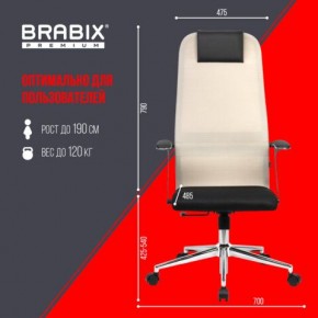 Кресло офисное BRABIX PREMIUM "Ultimate EX-801" хром, плотная двойная сетка Х2, черное/бежевое, 532919 в Кунгуре - kungur.mebel24.online | фото 6