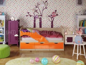 Кровать Дельфин-1 800*1600 (Оранжевый металлик/дуб крафт белый) в Кунгуре - kungur.mebel24.online | фото