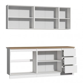 Кухня Хилтон 2.0 м (Белый текстурный/Дуб Вотан) в Кунгуре - kungur.mebel24.online | фото 2
