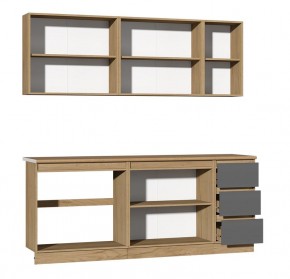 Кухня Хилтон 2.0 м (Дуб Крафт Золотой/Графит/Дуб Вотан) в Кунгуре - kungur.mebel24.online | фото 2