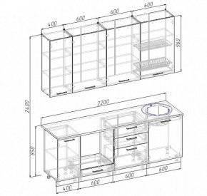 Кухонный гарнитур Антрацит 2200 (Стол. 26мм) в Кунгуре - kungur.mebel24.online | фото 3