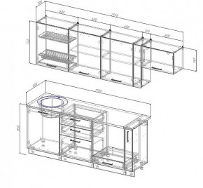 Кухонный гарнитур Антрацит 2550 (Стол. 38мм) в Кунгуре - kungur.mebel24.online | фото 3