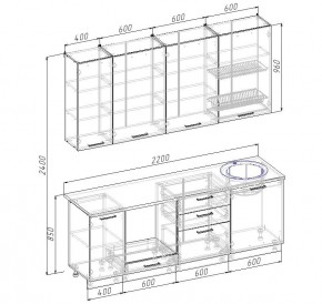 Кухонный гарнитур Дели 2200 (Стол. 26мм) в Кунгуре - kungur.mebel24.online | фото 2