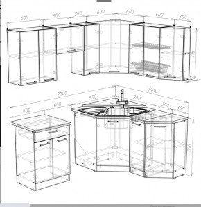 Кухонный гарнитур Ника мега оптима 2100*1500 в Кунгуре - kungur.mebel24.online | фото 3