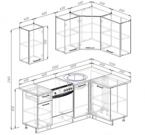 Кухонный гарнитур угловой Капри 2000х1200 (Стол. 38мм) в Кунгуре - kungur.mebel24.online | фото 2