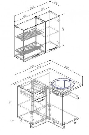 Кухонный гарнитур угловой Лада 1000х1000 (Стол. 26мм) в Кунгуре - kungur.mebel24.online | фото 2