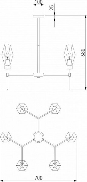 Люстра на штанге Eurosvet Prism 60143/6 хром в Кунгуре - kungur.mebel24.online | фото 2