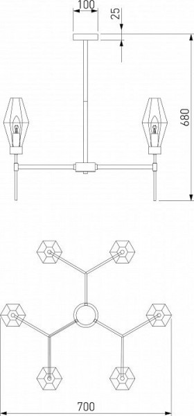 Люстра на штанге Eurosvet Prism 60143/6 латунь в Кунгуре - kungur.mebel24.online | фото 4