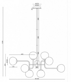 Люстра на штанге Maytoni Erich MOD221-PL-12-G в Кунгуре - kungur.mebel24.online | фото 3