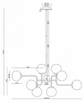 Люстра на штанге Maytoni Erich MOD221-PL-12-N в Кунгуре - kungur.mebel24.online | фото 3