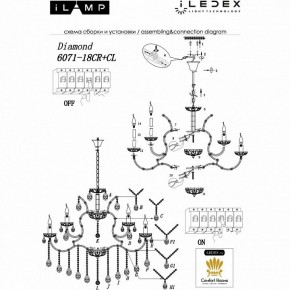Подвесная люстра iLamp Diamond 6071-18 CR+CL в Кунгуре - kungur.mebel24.online | фото 2