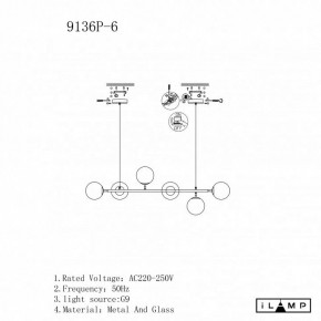 Подвесная люстра iLamp Golden 9136P/6 BK-WH в Кунгуре - kungur.mebel24.online | фото 3