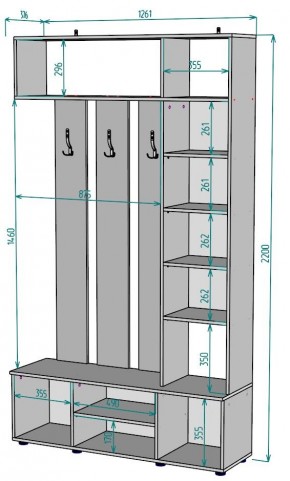 Прихожая с зеркалом V19_M в Кунгуре - kungur.mebel24.online | фото 2