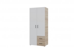Шкаф 2-х створчатый с ящиками VICTOR (Сонома-Белый) в Кунгуре - kungur.mebel24.online | фото
