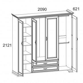 Шкаф 4D2S Z, TIFFANY, цвет вудлайн кремовый в Кунгуре - kungur.mebel24.online | фото 1