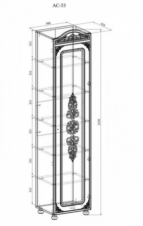 Шкаф для белья Ассоль АС-53К в Кунгуре - kungur.mebel24.online | фото 3