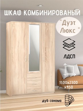 Шкаф комбинированный Дуэт Люкс с зеркалом в Кунгуре - kungur.mebel24.online | фото