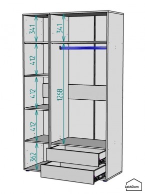 Шкаф Linnea MHR-3-2 2050х1200х510 (Белый-М 11.1.2) в Кунгуре - kungur.mebel24.online | фото 3