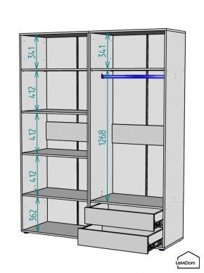 Шкаф Linnea MHR-4-2 2050х1600х510 (ДВ-М 11.1.25) в Кунгуре - kungur.mebel24.online | фото 3