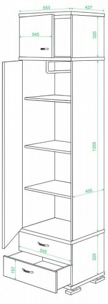 Шкаф платяной Домино КС-10 в Кунгуре - kungur.mebel24.online | фото 2